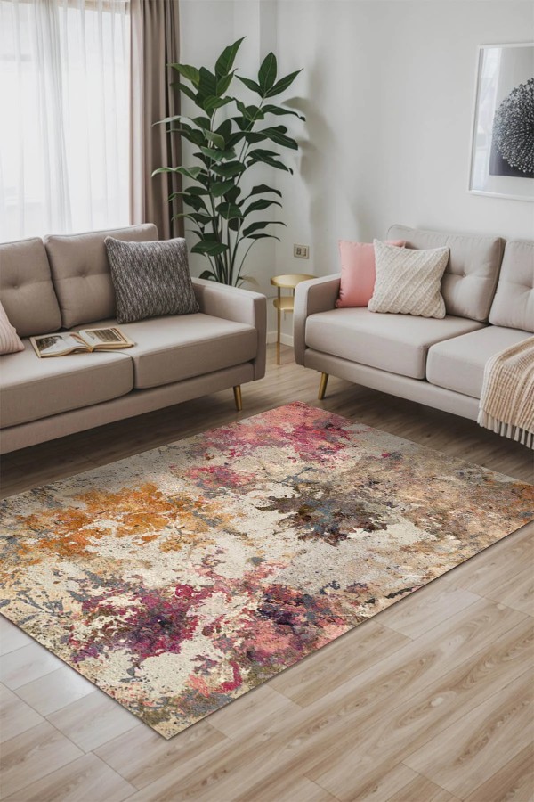 Anton Kadife Yıkanabilir Kaymaz Pamuk Tabanlı Antibakteriyel Salon Halısı