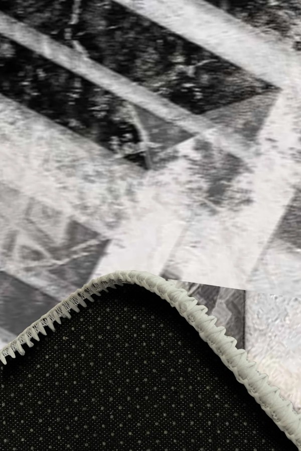 Hilda Desenli Pamuk Tabanlı Yıkanabilen Kaymaz Antibakteriyel Şönil Salon Halısı