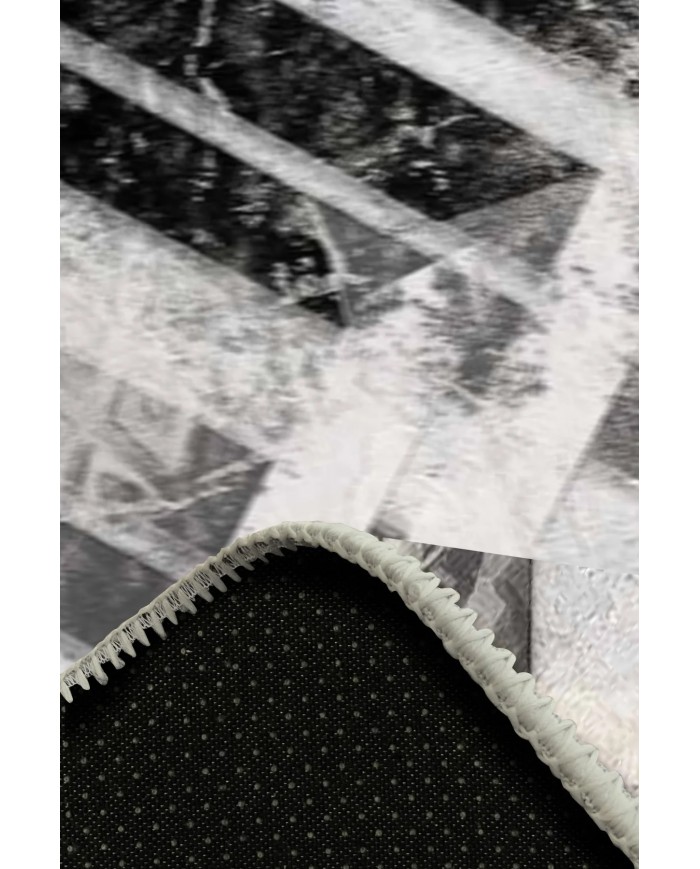 Hilda Desenli Pamuk Tabanlı Yıkanabilen Kaymaz Antibakteriyel Şönil Salon Halısı