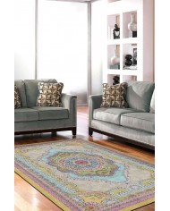 Jefes Desenli Pamuk Tabanlı Yıkanabilen Kaymaz Antibakteriyel Şönil Salon Halısı