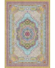 Jefes Desenli Pamuk Tabanlı Yıkanabilen Kaymaz Antibakteriyel Şönil Salon Halısı