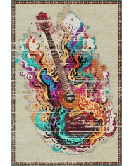 Guitar Şönil Gamer Halısı Pamuk Tabanlı Yıkanabilen Kaymaz Genç Odası Oyuncu Gaming Halısı