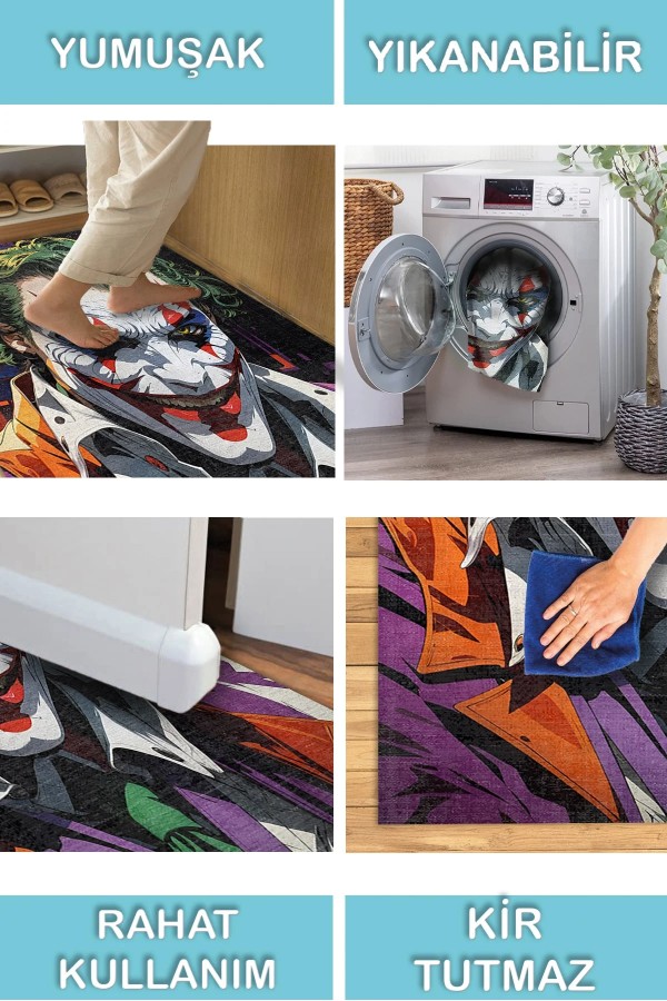 Jocular Şönil Gamer Halısı Pamuk Tabanlı Yıkanabilen Kaymaz Genç Odası Oyuncu Gaming Halısı