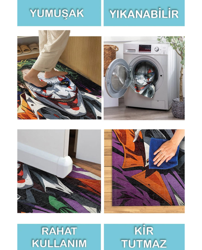 Jocular Şönil Gamer Halısı Pamuk Tabanlı Yıkanabilen Kaymaz Genç Odası Oyuncu Gaming Halısı