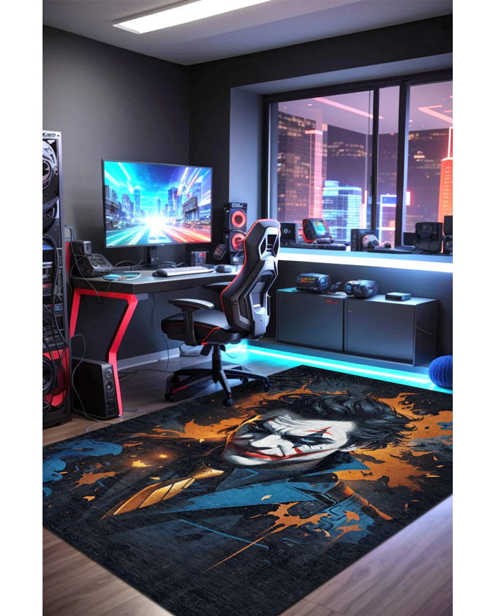 Joker Şönil Gamer Halısı Pamuk Tabanlı Yıkanabilen Kaymaz Genç Odası Oyuncu Gaming Halısı