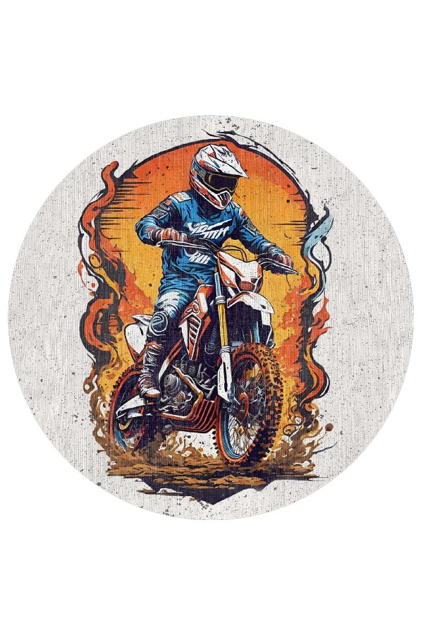 Helmet Pamuk Tabanlı Yıkanabilen Kaymaz Antibakteriyel Şönil Yuvarlak Halı