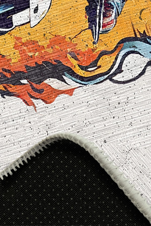 Helmet Pamuk Tabanlı Yıkanabilen Kaymaz Antibakteriyel Şönil Yuvarlak Halı