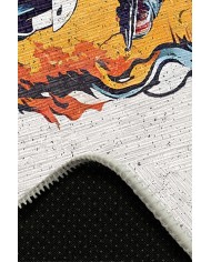 Helmet Pamuk Tabanlı Yıkanabilen Kaymaz Antibakteriyel Şönil Yuvarlak Halı