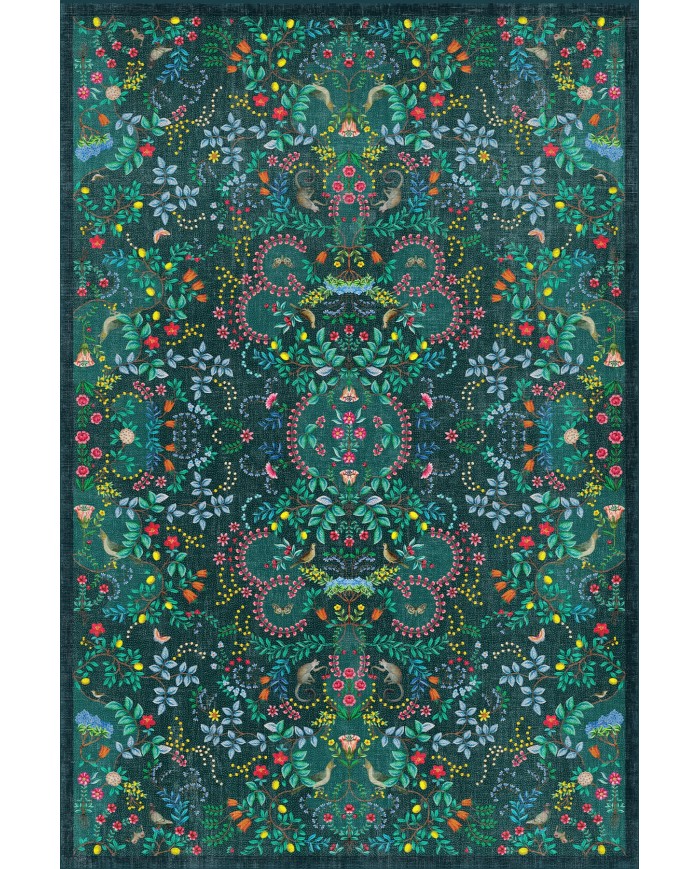 Lamar  Desenli Pamuk Tabanlı Yıkanabilen Kaymaz Antibakteriyel Şönil Salon Halısı