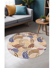 Kalra Pamuk Tabanlı Yıkanabilen Kaymaz Antibakteriyel Şönil Yuvarlak Halı