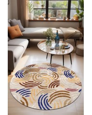 Kalra Pamuk Tabanlı Yıkanabilen Kaymaz Antibakteriyel Şönil Yuvarlak Halı