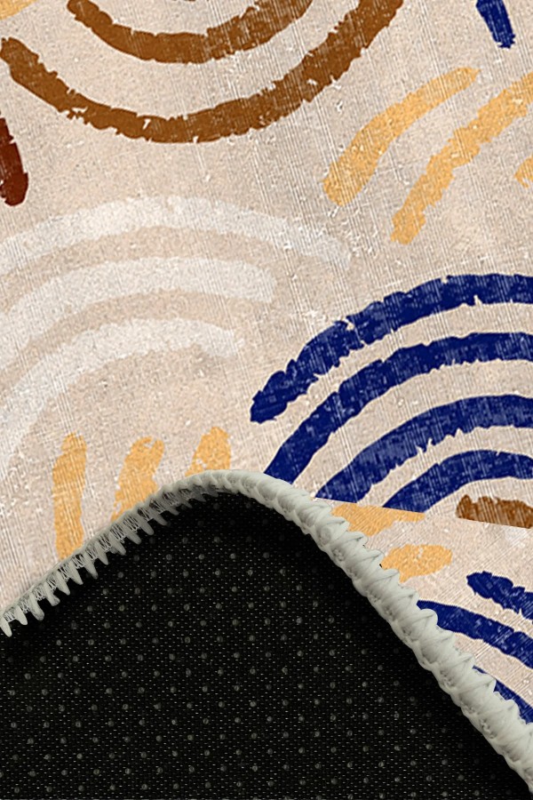 Kalra Pamuk Tabanlı Yıkanabilen Kaymaz Antibakteriyel Şönil Yuvarlak Halı