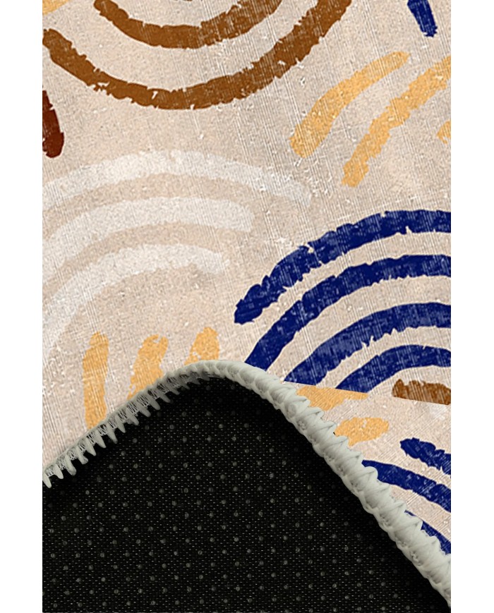 Kalra Pamuk Tabanlı Yıkanabilen Kaymaz Antibakteriyel Şönil Yuvarlak Halı