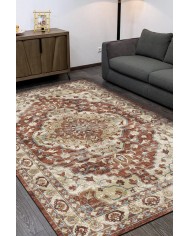 Lande Desenli Pamuk Tabanlı Yıkanabilen Kaymaz Antibakteriyel Şönil Salon Halısı