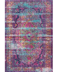 Lane Desenli Pamuk Tabanlı Yıkanabilen Kaymaz Antibakteriyel Şönil Salon Halısı