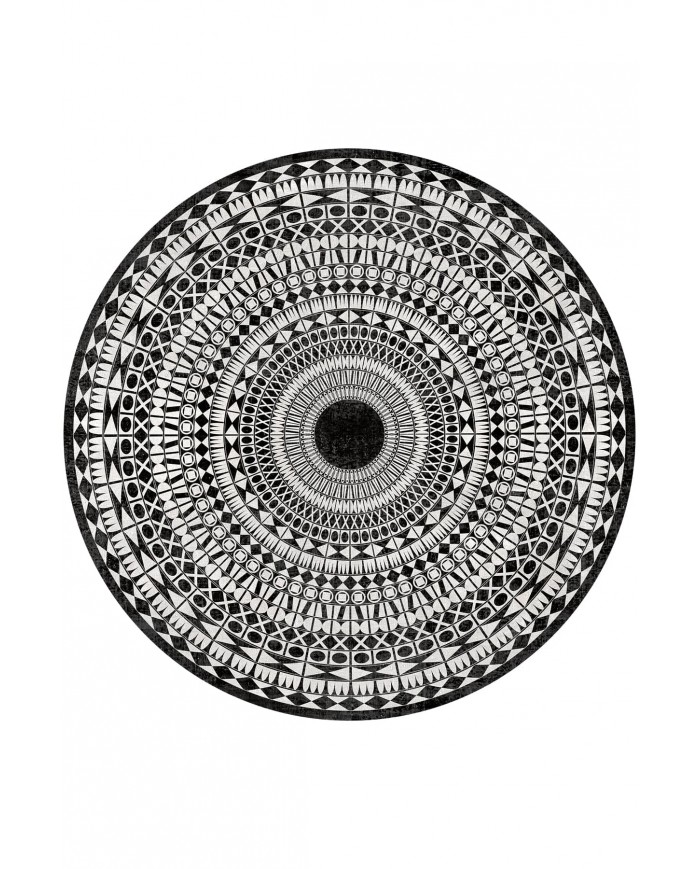 Larka Pamuk Tabanlı Yıkanabilen Kaymaz Antibakteriyel Şönil Yuvarlak Halı