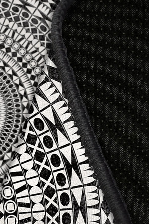 Larka Pamuk Tabanlı Yıkanabilen Kaymaz Antibakteriyel Şönil Yuvarlak Halı