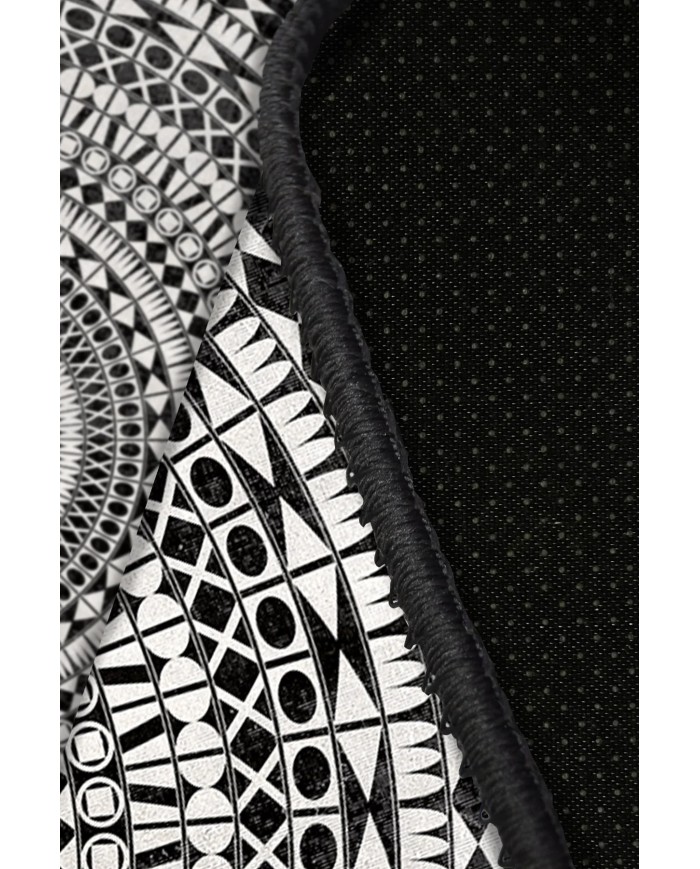 Larka Pamuk Tabanlı Yıkanabilen Kaymaz Antibakteriyel Şönil Yuvarlak Halı