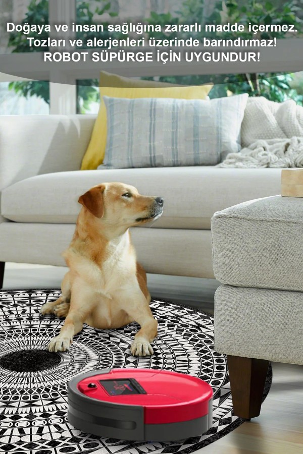 Larka Pamuk Tabanlı Yıkanabilen Kaymaz Antibakteriyel Şönil Yuvarlak Halı