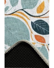 Leaf Pamuk Tabanlı Yıkanabilen Kaymaz Antibakteriyel Şönil Yuvarlak Halı