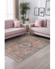 Lera Desenli Pamuk Tabanlı Yıkanabilen Kaymaz Antibakteriyel Şönil Salon Halısı