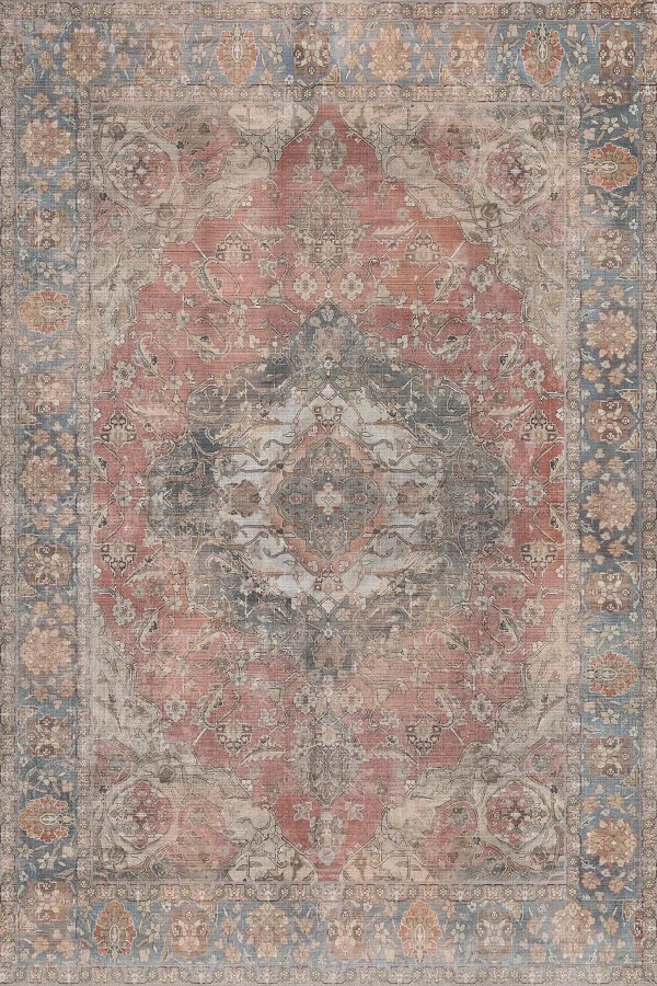 Lera Desenli Pamuk Tabanlı Yıkanabilen Kaymaz Antibakteriyel Şönil Salon Halısı