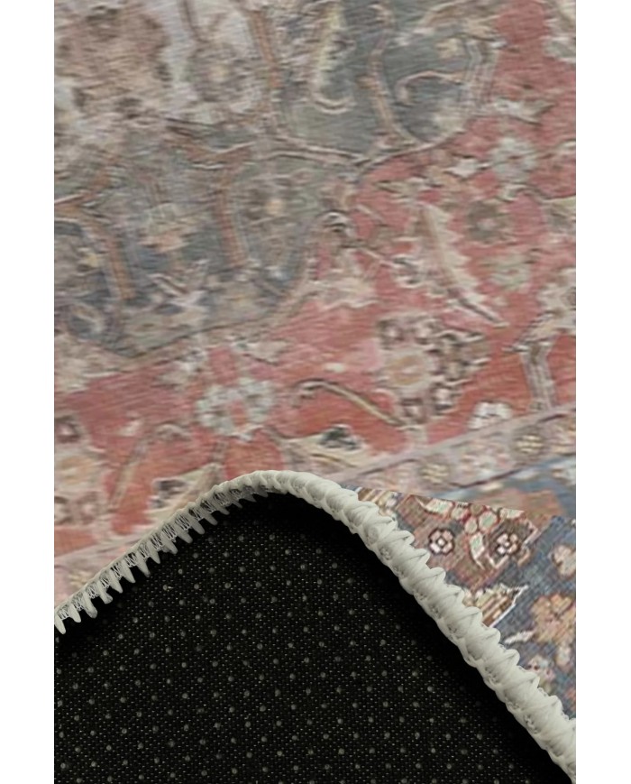 Lera Desenli Pamuk Tabanlı Yıkanabilen Kaymaz Antibakteriyel Şönil Salon Halısı