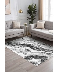 Lidan Desenli Pamuk Tabanlı Yıkanabilen Kaymaz Antibakteriyel Şönil Salon Halısı