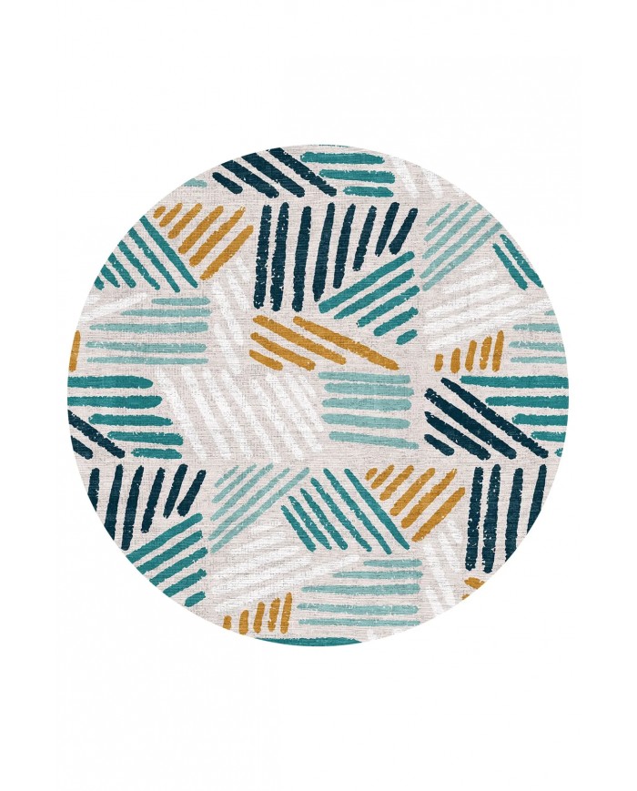 Line Pamuk Tabanlı Yıkanabilen Kaymaz Antibakteriyel Şönil Yuvarlak Halı