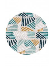 Line Pamuk Tabanlı Yıkanabilen Kaymaz Antibakteriyel Şönil Yuvarlak Halı