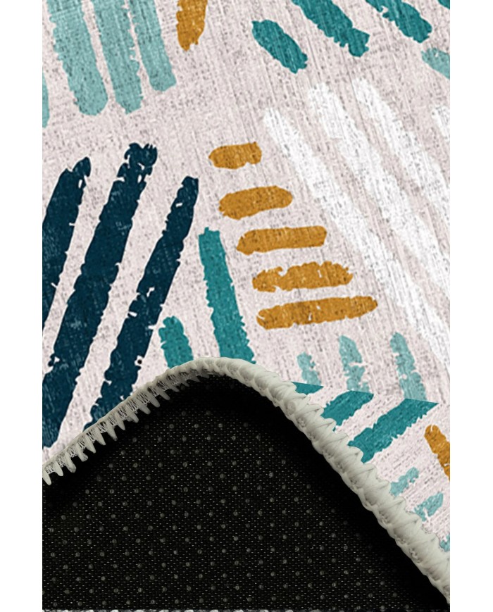 Line Pamuk Tabanlı Yıkanabilen Kaymaz Antibakteriyel Şönil Yuvarlak Halı