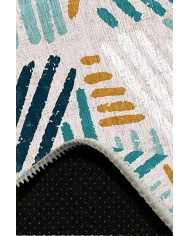 Line Pamuk Tabanlı Yıkanabilen Kaymaz Antibakteriyel Şönil Yuvarlak Halı