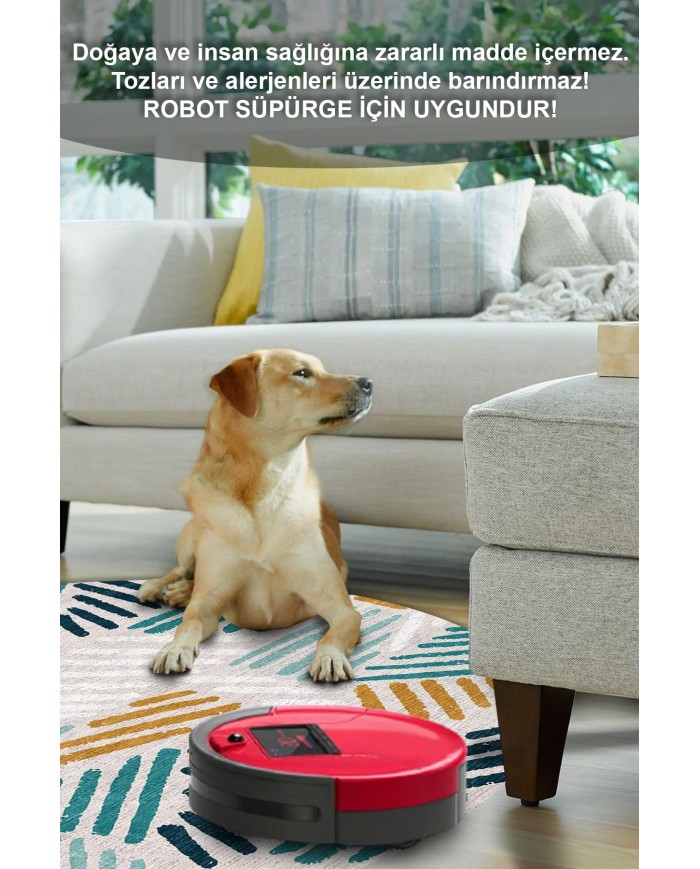 Line Pamuk Tabanlı Yıkanabilen Kaymaz Antibakteriyel Şönil Yuvarlak Halı