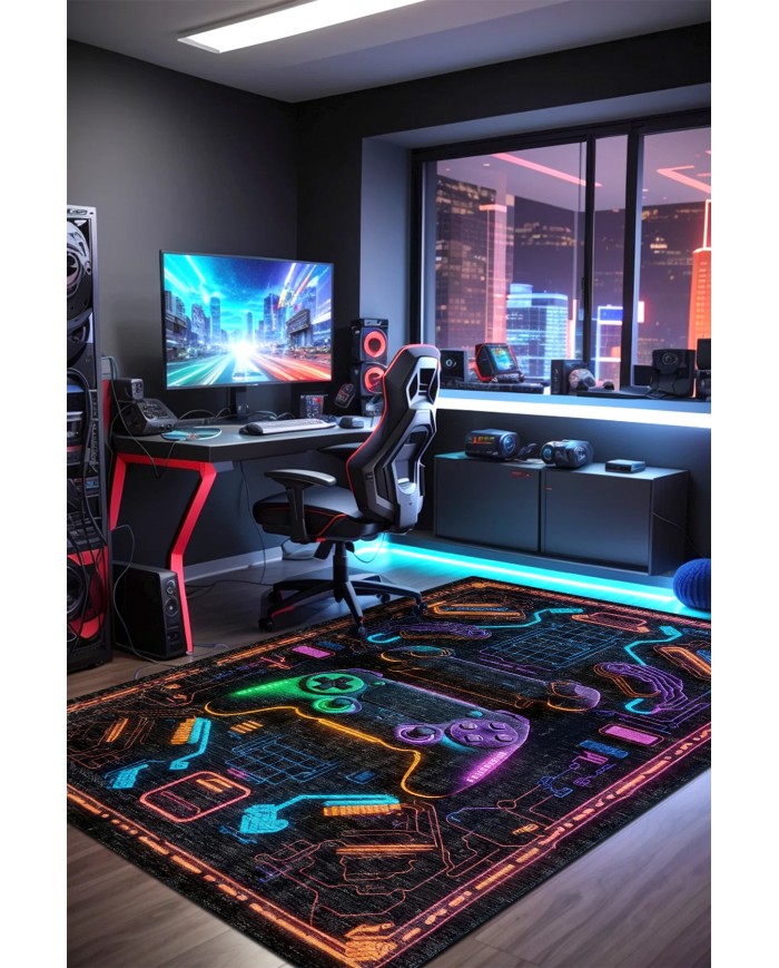 Lonca Şönil Gamer Halısı Pamuk Tabanlı Yıkanabilen Kaymaz Genç Odası Oyuncu Gaming Halısı