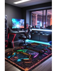 Lonca Şönil Gamer Halısı Pamuk Tabanlı Yıkanabilen Kaymaz Genç Odası Oyuncu Gaming Halısı
