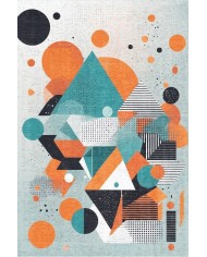 Lotus Desenli Pamuk Tabanlı Yıkanabilen Kaymaz Antibakteriyel Şönil Salon Halısı