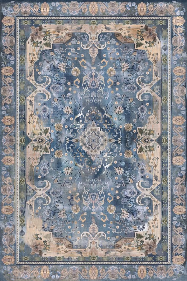 Madala Desenli Pamuk Tabanlı Yıkanabilen Kaymaz Antibakteriyel Şönil Salon Halısı