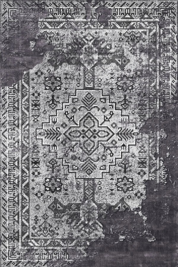 Maggie Desenli Pamuk Tabanlı Yıkanabilen Kaymaz Antibakteriyel Şönil Salon Halısı