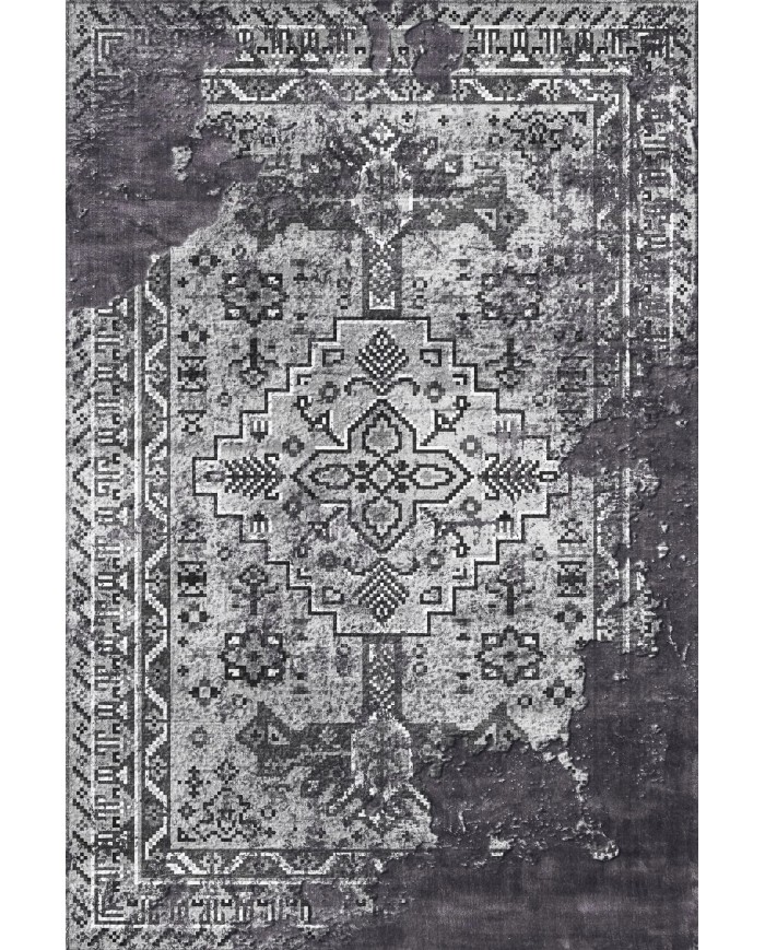 Maggie Desenli Pamuk Tabanlı Yıkanabilen Kaymaz Antibakteriyel Şönil Salon Halısı