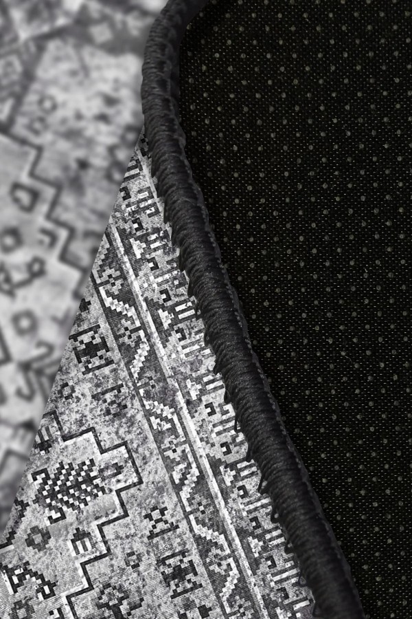 Maggie Desenli Pamuk Tabanlı Yıkanabilen Kaymaz Antibakteriyel Şönil Salon Halısı