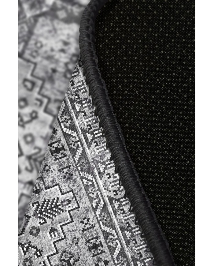 Maggie Desenli Pamuk Tabanlı Yıkanabilen Kaymaz Antibakteriyel Şönil Salon Halısı