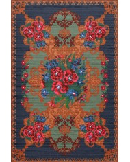 Mandy Desenli Pamuk Tabanlı Yıkanabilen Kaymaz Antibakteriyel Şönil Salon Halısı