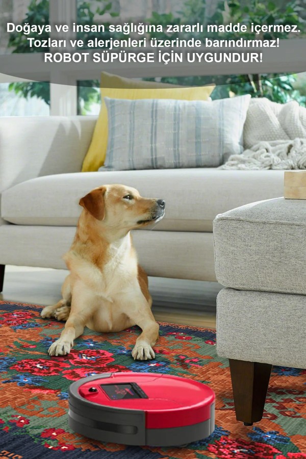 Mandy Desenli Pamuk Tabanlı Yıkanabilen Kaymaz Antibakteriyel Şönil Salon Halısı