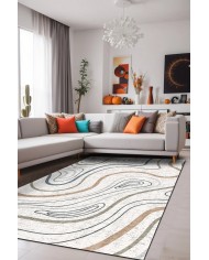 Marky Desenli Pamuk Tabanlı Yıkanabilen Kaymaz Antibakteriyel Şönil Salon Halısı