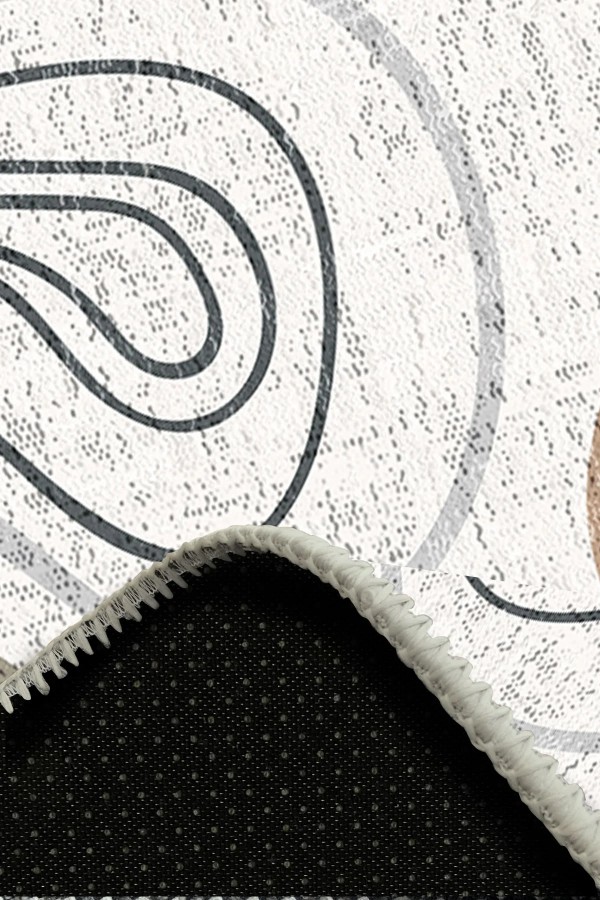 Marky Desenli Pamuk Tabanlı Yıkanabilen Kaymaz Antibakteriyel Şönil Salon Halısı