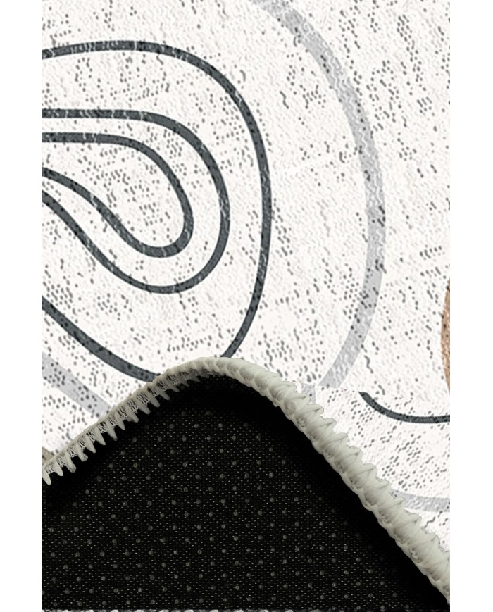 Marky Desenli Pamuk Tabanlı Yıkanabilen Kaymaz Antibakteriyel Şönil Salon Halısı