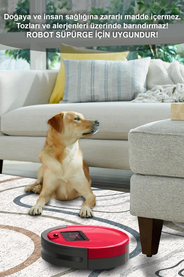 Marky Desenli Pamuk Tabanlı Yıkanabilen Kaymaz Antibakteriyel Şönil Salon Halısı