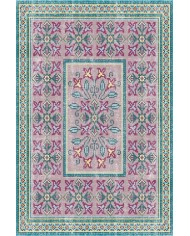 Mayra Desenli Pamuk Tabanlı Yıkanabilen Kaymaz Antibakteriyel Şönil Salon Halısı