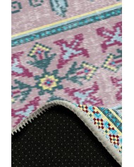 Mayra Desenli Pamuk Tabanlı Yıkanabilen Kaymaz Antibakteriyel Şönil Salon Halısı