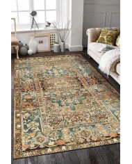 Mesto Desenli Pamuk Tabanlı Yıkanabilen Kaymaz Antibakteriyel Şönil Salon Halısı